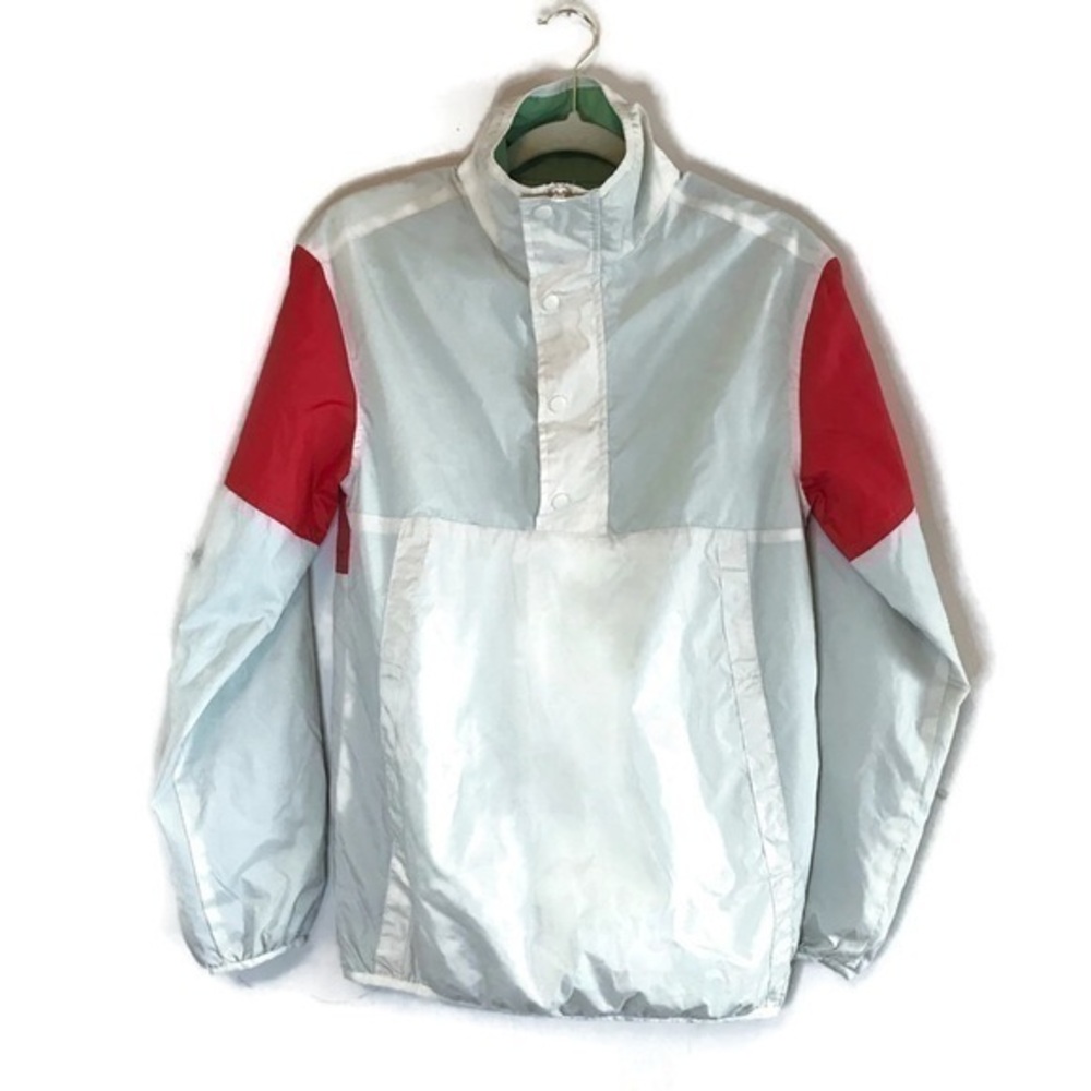 Original Use Off White Orange Pullover Windbreaker Snap Front Jacket size xs